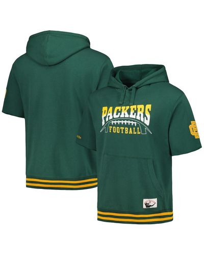 Mitchell & Ness Bay Packers Pre-game Short Sleeve Pullover Hoodie - Green