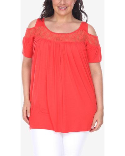 White Mark Plus Size Bexley Tunic Top - Red