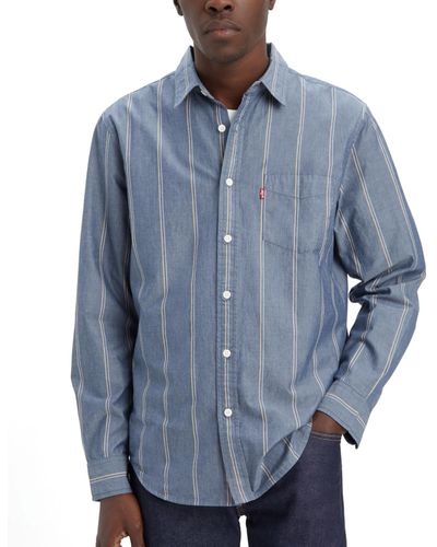 Levi's Classic 1 Pocket Regular-fit Long Sleeve Shirt - Blue
