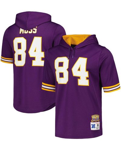 Mitchell & Ness Randy Moss Minnesota Vikings Retired Player Name And Number Mesh Hoodie T-shirt - Purple