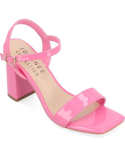 Wide Light Pink Rhinestone Block Heel Sandal - Wide Width | Ankle strap  sandals heels, Black ankle strap heels, Chunky heels sandals