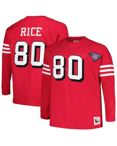 Mitchell & Ness Jerry Rice San Francisco 49ers Big And Tall Cut And Sew Player Name And Number Long Sleeve T-shirt - Red