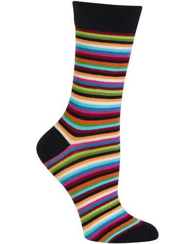 Hot Sox Stripe Fashion Crew Socks - Black