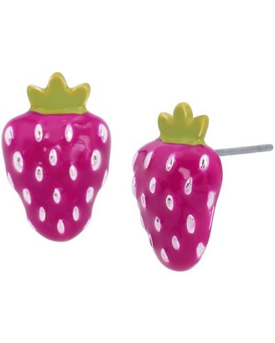 Betsey Johnson Strawberry Stud Earrings - Pink