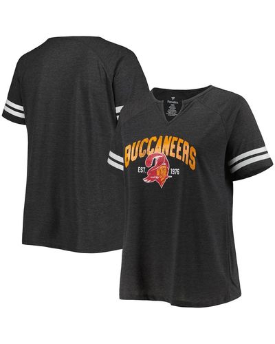 Fanatics Tampa Bay Buccaneers Plus Size Throwback Notch Neck Raglan T-shirt - Black