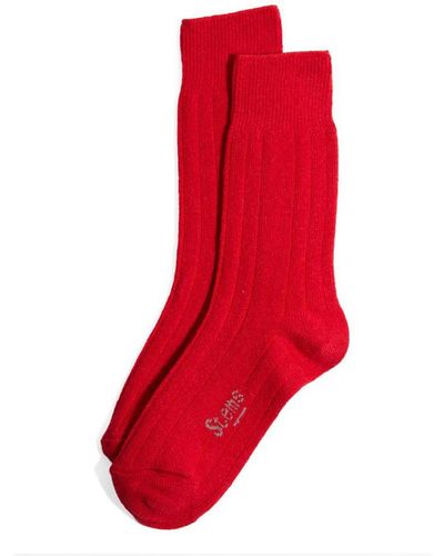 Stems Lux Cashmere Wool Crew Socks - Red