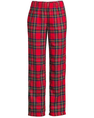 Lands' End Print Flannel Pajama Pants - Red