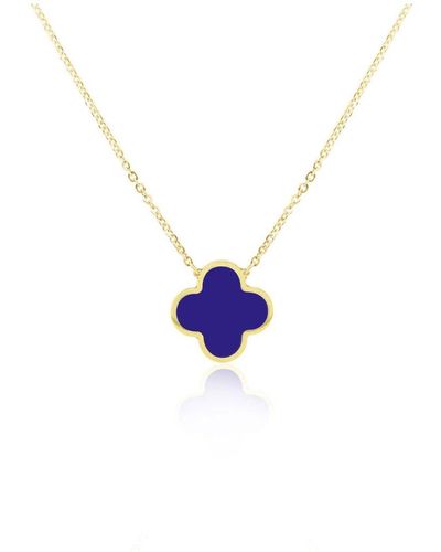 The Lovery Extra Large Lapis Single Clover Necklace - Blue