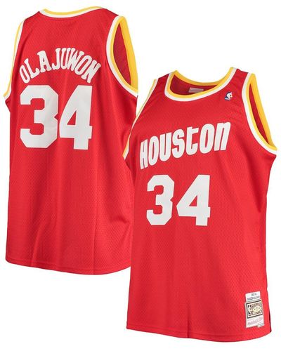 Mitchell & Ness Hakeem Olajuwon Houston Rockets Big And Tall Hardwood Classics Jersey - Red