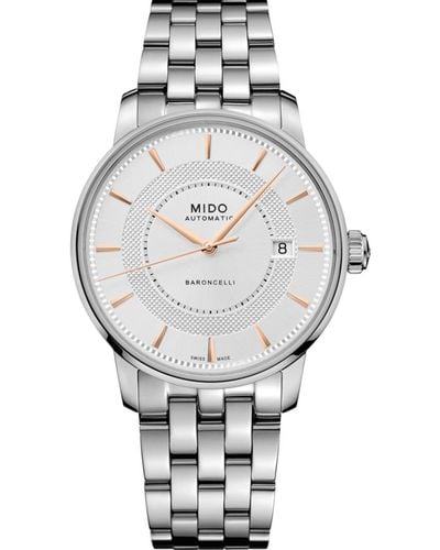 MIDO Swiss Automatic Baroncelli Signature Stainless Steel Bracelet Watch 39mm - Metallic