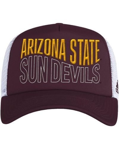 adidas Maroon And White Arizona State Sun Devils Wave Foam Trucker Snapback Hat - Purple