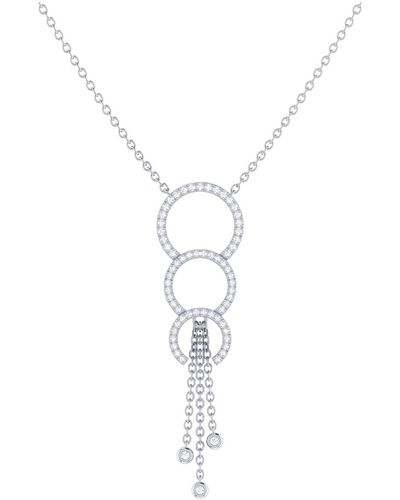 LuvMyJewelry Chandelier Circle Trio Adjustable Silver Diamond Lariat Necklace - White