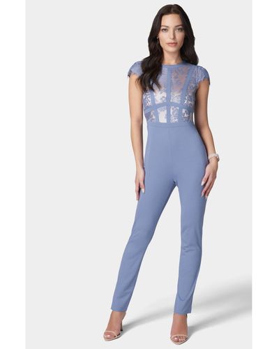 Bebe Caged Lace Catsuit - Blue