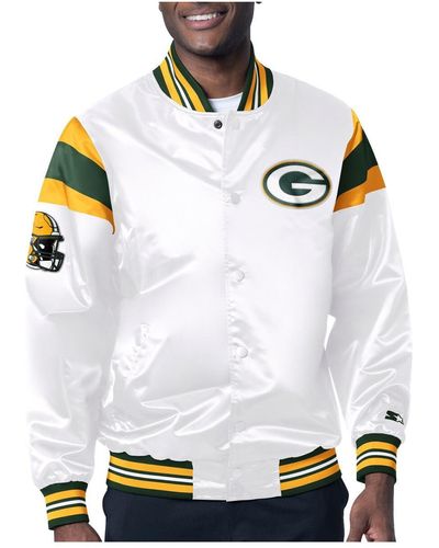 Starter Green Bay Packers Satin Full-snap Varsity Jacket - White