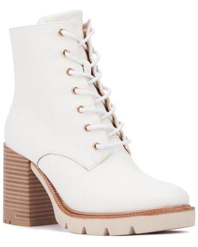 New York & Company Gigi- Stacked Heel Ankle Boot - White
