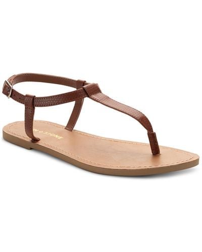 Sun & Stone Sun + Stone Krisleyy T Strap Thong Flat Sandals - Brown