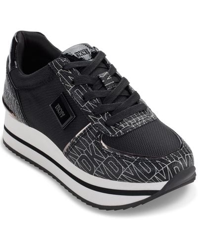 DKNY Davie Lace-up Platform Sneakers - Black