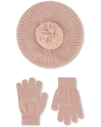 Laundry by Shelli Segal Cozy Yarn Beret And Glove Set - Pink