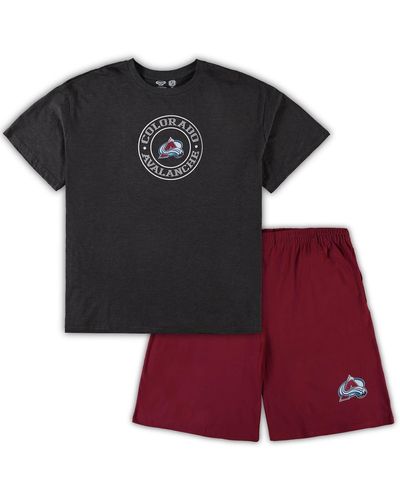 Concepts Sport Burgundy And Heathered Charcoal Colorado Avalanche Big And Tall T-shirt And Shorts Sleep Set - Multicolor