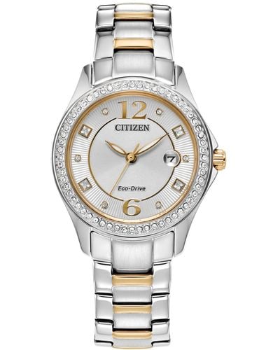 Citizen Eco-drive Crystal Stainless Steel Bracelet Watch 30mm - Metallic