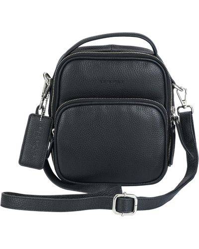 Mancini Pebbled Collection Daisy North-south Leather Crossbody Bag - Black