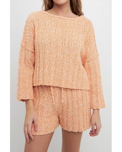 Free the Roses Pullover Ribbed Sweater - Natural