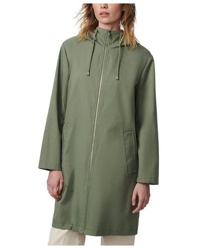 Bernardo Hooded Mid Length Raincoat - Green