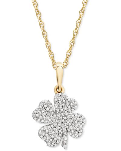 Wrapped in Love Diamond Clover 18" Pendant Necklace (1/10 Ct. T.w. - Metallic