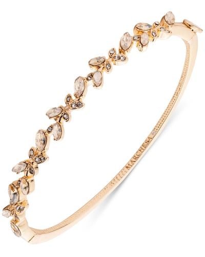 Marchesa Gold-tone Stone Vine Leaf Bangle Bracelet - Metallic