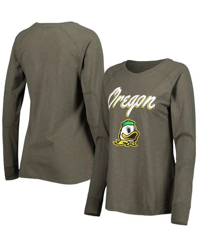 Boxercraft Oregon Ducks Payton Elbow Patch Slub Raglan Long Sleeve T-shirt - Green