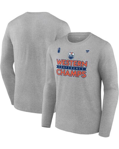 Fanatics Edmonton Oilers 2024 Western Conference Champions Locker Room Long Sleeve T-shirt - Gray