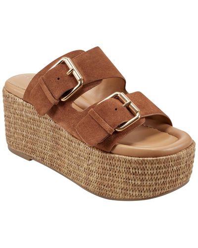 Marc Fisher Palery Round Toe Espadrille Sandals - Brown