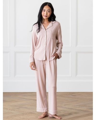 Cozy Earth Long Sleeve Stretch-knit Viscose From Bamboo Pajama Set - Pink