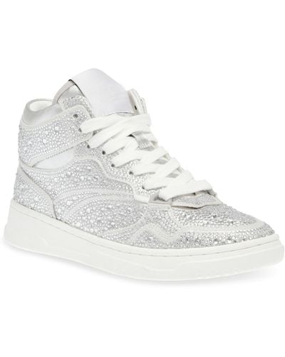 Steve Madden Evans-r Rhinestone Lace-up High-top Sneakers - White
