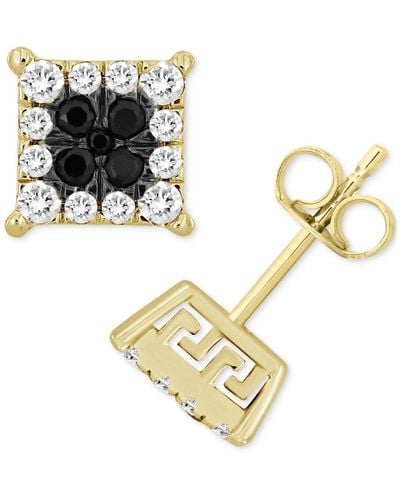 Macy's Black & White Diamond Greek Key Stud Earrings (1/2 Ct. T.w. - Metallic