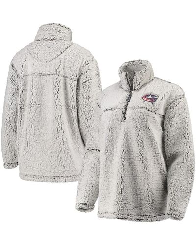 G-III 4Her by Carl Banks Columbus Blue Jackets Sherpa Quarter-zip Pullover Jacket - Gray