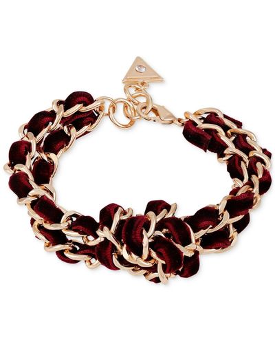 Guess Velvet Woven Knotted Statement Bracelet - Brown