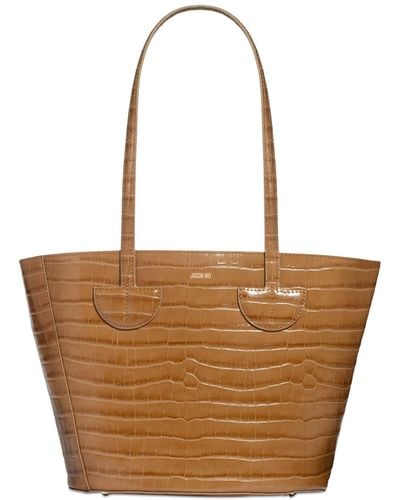 Jason Wu Smile Croc Embossed Leather Extra Large Tote Bag - Brown