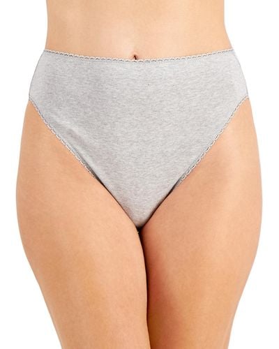 Charter Club Everyday Cotton High-cut Brief Underwear - Gray