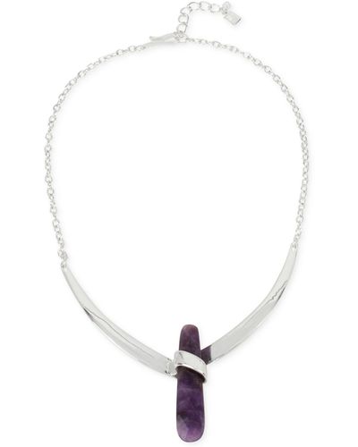 Robert Lee Morris Silver-tone Purple Stone Collar Necklace - Metallic