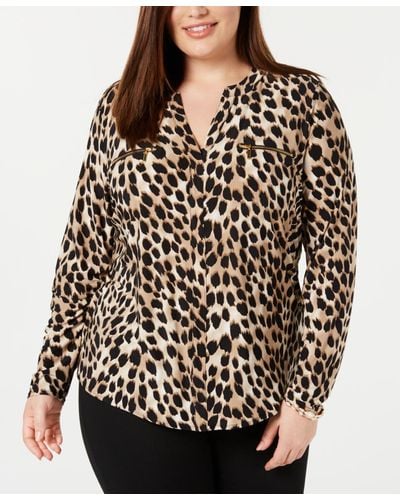 INC International Concepts Plus Size Animal-print Top, Created For Macy's - Black