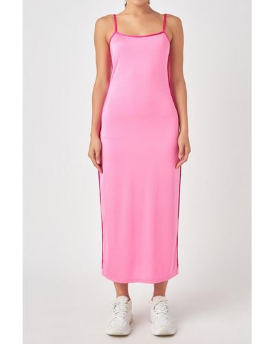 Endless Rose Contrast Binding Maxi Dress - Pink