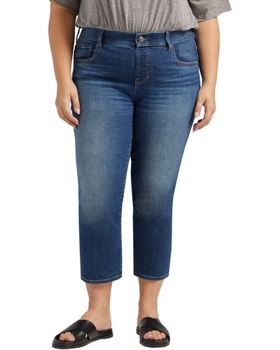 Jag Plus Size Maya Mid Rise Capri Jeans - Blue