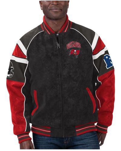 G-III 4Her by Carl Banks Tampa Bay Buccaneers Faux Suede Raglan Full-zip Varsity Jacket - Red