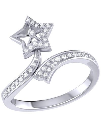 LuvMyJewelry Lucky Star Twist Design Sterling Silver Diamond Ring - White