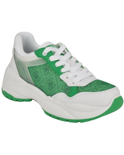 Guess Samra Lace-up Logo Detail Closed Toe sweatpants Sneakers - Green