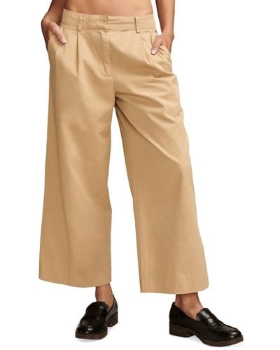 Lucky Brand Pleated Cropped Wide-leg Pants - Natural
