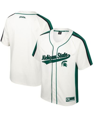 Colosseum Athletics Michigan State Spartans Ruth Button-up Baseball Jersey - Metallic