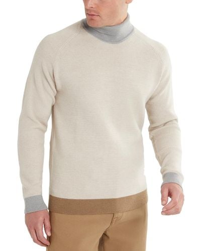 Kenneth Cole Two-tone Fold Over Turtleneck Sweater - White