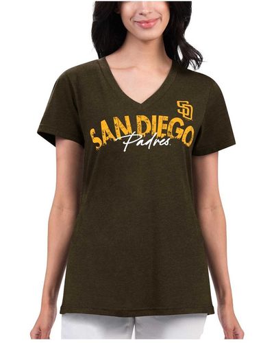 G-III 4Her by Carl Banks Distressed San Diego Padres Key Move V-neck T-shirt - Green